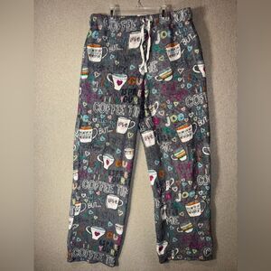 Secret Treasures size small Coffee Print fuzzy pajama pants